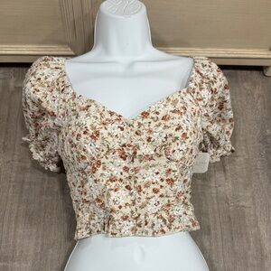 Floral Puff Sleeve Crop Top NWT by Altard State Size Small